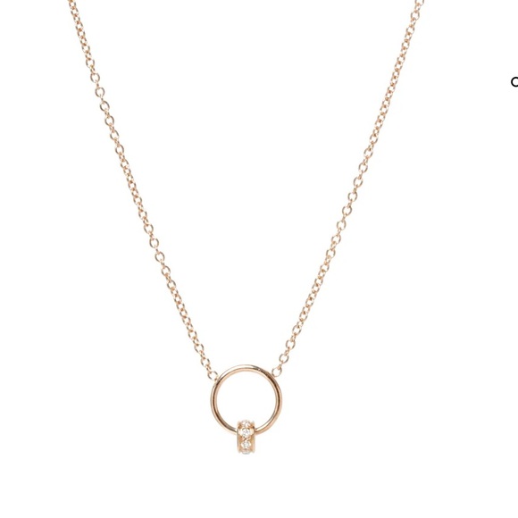 14K PAVÉ DIAMOND RONDELLE BEAD CIRCLE NECKLACE - Picture 1 of 4